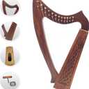12 Strings Harp Irish Celtic Highland Solid Rosewood Naturl shape Nylon Lever Tuning Key Extra Set included 18" inches tall Roseback