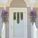 2 x 4 Pcs Artificial Hanging Flowers for Outdoors, Mixed Purple | Realistic fake silk flowers, UV resistant, faux plants, for outside home patio garden balcony yard front door porch decor