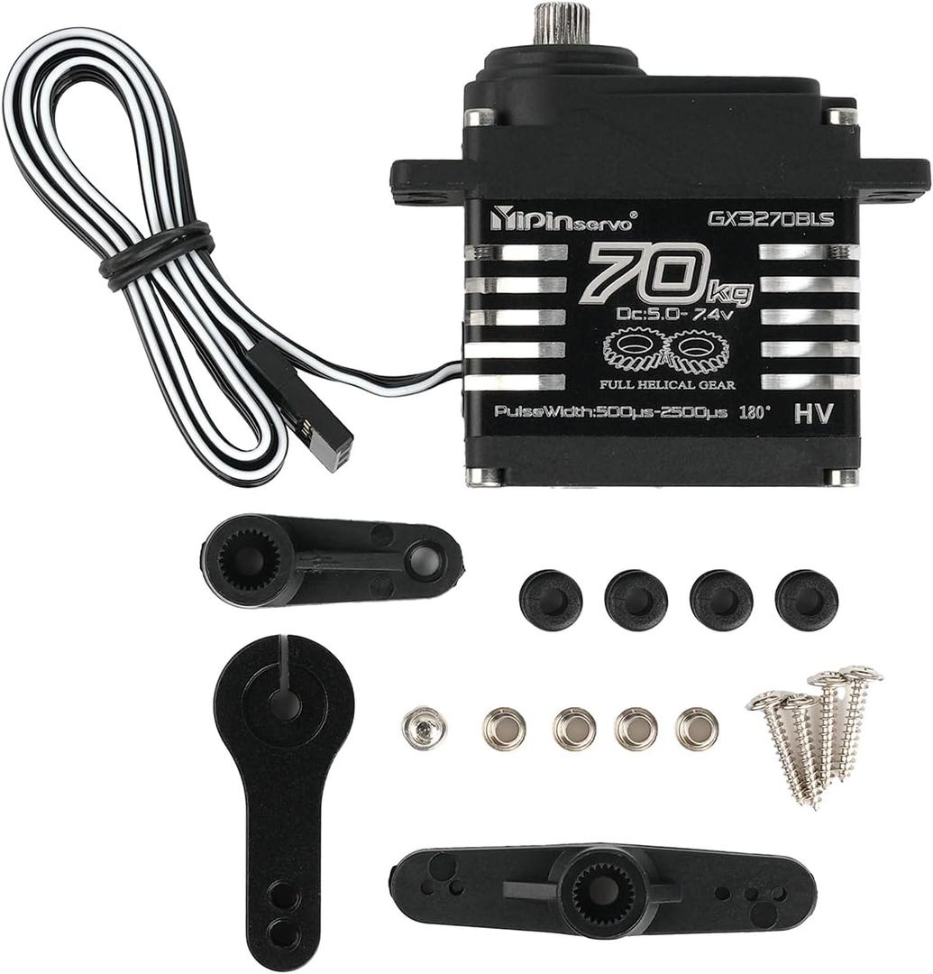 70KG High Torque,GX3270BLS Digital RC Servo, 180/270/360 Degree Metal Gear, IP68 Brushless Motor, Black (180 Degree)