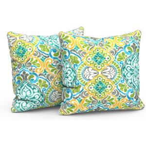 LVTXIII Outdoor/Indoor Throw Pillows, Decorative Patio Accent Pillows, Fluffy Water Repellent Garden Cushions for Home Patio Coach Sofa Use, 2020 Inch, Pack of 2, Damask Green