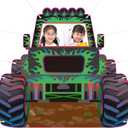Leinuosen Monster Truck Photo Booth Props Green and Purple Truck Party Supplies Monster Birthday Backdrop Background Banner Baby Shower Props for Photobooth Birthday Party Decoration, 59 x 48 Inch
