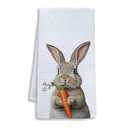 Shrago Easter Bunny Rabbit Kitchen Towels, Rustic Farmhouse Easter Dish Tea Towels for Kitchen, Spring Carrot Rabbit Decorative Hand Towel for Bathroom Decor, 16x24 Inch