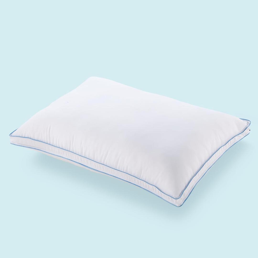Sinomax Firm Pillow Hybrid Memory Foam Core with Fiber Filled Cover Queen Size Neck Pillow Hypoallergenic Enhanced Support for Neck Shoulder Back Pain Relief Bed Pillow for Side Back Sleepers (Queen - 30 x 16 x 5 Inches)