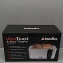 Mueller UltraToast Full Stainless Steel Toaster 4 Slice, Long Extra-Wide Slots for Bagels and Waffles, 6 Browning Levels, LED Display, Cancel/Defrost/Reheat Functions & Removable Tray, Kitchen Gadgets