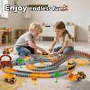 Construction Race Car Track Set for Kids - Flexible Engineering Toys with 2 Electric Cars, Birthday Gift for 3 4 5 6 7 Year Old Boys, DIY Road Games Playset with 220+ PCS
