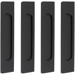 MOROBOR Self-Stick Rectangular Sliding Door Pulls, 2 PCS Matte Black Aluminum Alloy Flush Pull Punch-Free Handle for Windows Cabinets (Matte Black)