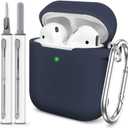 for AirPods 1/2 Case Cover,Come with Cleaner Kit,Soft Skin Silicone Case Cover with Keychain, Full Protective Case for Men and Women, Compatible with AirPods 2nd 1st Generation Case,Black