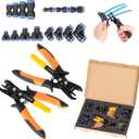 Push to Connect Fittings Air Line Disconnect Tool Kit Push Fitting Removal Tool for 1/4, 5/16, 3/8, 1/2 (6mm, 8mm,10mm,12mm) Quick Connect Release Pliers with 15 Pcs Pneumatic Fittings