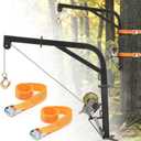 Feekoon Tree Mounted Deer Hoist, 600 lbs Load Capacity Hunting Deer Hanger, Heavy Duty Hunting Game Hoist with Hand Winch & Steel Cable for Skinning, Cleaning, Hanging Feed, and Field Dressing (Black)