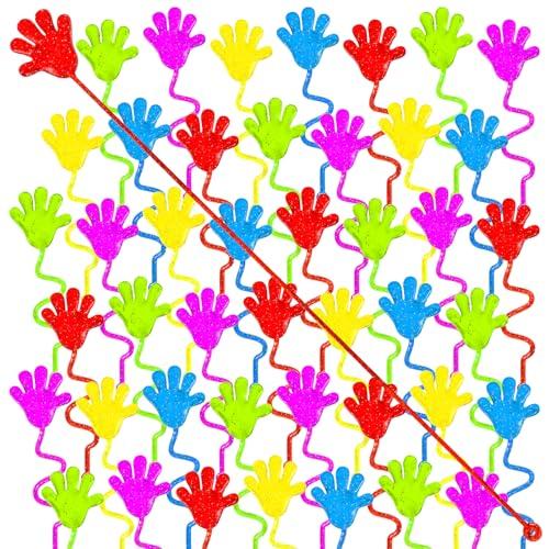 20PCS Glitter Sticky Hands for Kids, Mini Stretchy Slap Hands Toys, Little Hands Sticky Hands Bulk for Party Favors, Girls, Boys, Classroom Prizes, Students, Birthday Gifts, Goodie Bags Stuffers