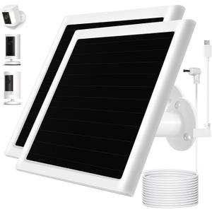 6W Solar Panel Charger for Ring Camera, Compatible with Ri ng Stick Up Camera and Ring Spotlight Plus/Pro Camera Battery, Waterproof (White, 2Pack)