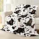 Cow Print Blanket Ultra Soft Flannel Throw Blanket for Couch Bed, Cute Cozy Lightweight All-Season Fleece Blanket, Gift for Women & Girls, 50×50 Inches Black & White