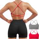 SUUKSESS Women 2 Piece Open Back Sports Bra Pack Strappy Workout Gym Yoga Crops  (Medium, Grey & Red)