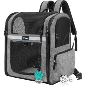 PetAmi Dog Backpack Carrier for Small Large Cat, Pet, Puppies, Ventilated Pet Hiking Backpack Travel Bag, Airline Approved Cat Backpack Carrier, Safety Back Support, Camping Biking, Max 18 lbs, Grey