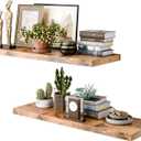 36 Inch Long Floating Shelves for Wall, Rustic Brown 12 Inch Deep Floating Shelves Set of 2, Wall Shelves for Bathroom Over Toilet, Live Edge Display Shelf with Invisible Brackets, Home Decor (35.5 in W x 11.6 in D x 1.5 in H, Rustic Brown Deep Floating Shelves)