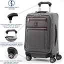 Travelpro Platinum Elite Softside Expandable Carry on Luggage, 8 Wheel Spinner Suitcase, USB Port, Laptop and Tablet Sleeves, Men and Women, Vintage Grey, Carry On 20-Inch