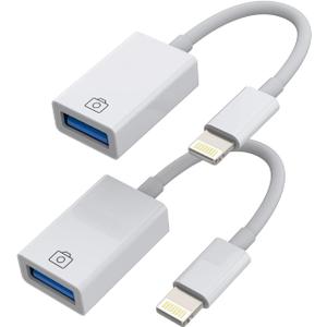 iPhone OTG Adapter(2Pack)lightning male to USB Female Converter Data Sync dongle for 14 13 12 11 pro max 7 8 plus ipad Camera Card Reader USB Flash Drive Mouse Keyboard Hub MIDI Piano Connector U Disk