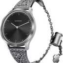 22mm Strap intended for Fossil Gen 6 (44mm) / Fossil Gen 5 5 Garrett HR/Julianna/Carlyle /Gen 5E (44mm), Bling Diamond Stainless Steel Watch Band Quick Release Adjustable Jewelry Bracelets Wristband (black)