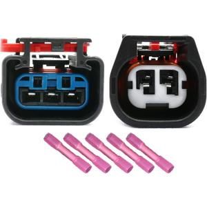 2 Pcs Engine Oil Pressure Sensor Sender Switch & Coolant Temperature Sensor 5149062Aa 5149077Ab Connector Fit for Jeep Grand Cherokee Fit for Dodge Avenger Fit for Ram 1500 2500 3500