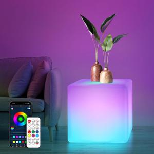 LOFTEK 12-inch Smart Cube Lights: RGBW 16 Million Colors Changing Floor Lamp with APP, Music Sync & Timer NightLights for Living Room Bedroom Game Atmosphere (Corded Electric)