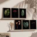 Dark Moody Floral Botanical Canvas Wall Art Tropical Plants Leaves Flower Painting Picture Wall Decor Minimalist Plants Poster Print Artwork for Living Room Bedroom Bathroom Home Decoration,Unframed (16L"x12W")