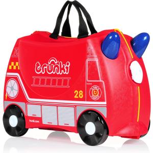 Trunki Ride-On Kids Suitcase | Tow-Along Toddler Luggage | Carry-On Cute Bag with Wheels | Kids Luggage and Airplane Travel Essentials: Frank Fire Truck Red Trunki Ride-On Kids Suitcase | Tow-Along Toddler Luggage | Carry-On Cute Bag with Wheels | Kids Luggage and Airplane Travel Essentials: Frank Fire Truck Red