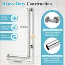 Shower Grab Bar for Seniors, Bathroom Safety Angled Grab Bar for Handicap, L Shaped Stainless Steel Bathroom Balance Support Assist Handle Bar, Wall Mounted Safety Shower Bath Hand Rails 24 x 36 Inch