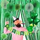 St Patrick's Day Decorations Kit, 37 Pcs Saint Patricks Day Shamrock Decorations Foil Fringe Curtains, Tissue Poms, Paper Fan, Lucky Banner, Foil Balloons Decor for Home Party Supplies