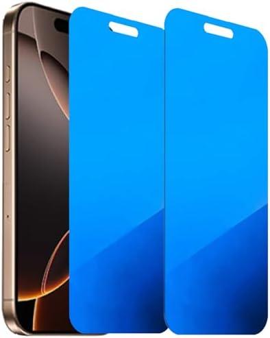BWEDXEZ 4 Pack Anti-Blue Privacy Tempered Glass for iPhone 16 Pro/iPhone 17 Anti-Spy Screen Protector Film Electroplated Blue 6.3 inch