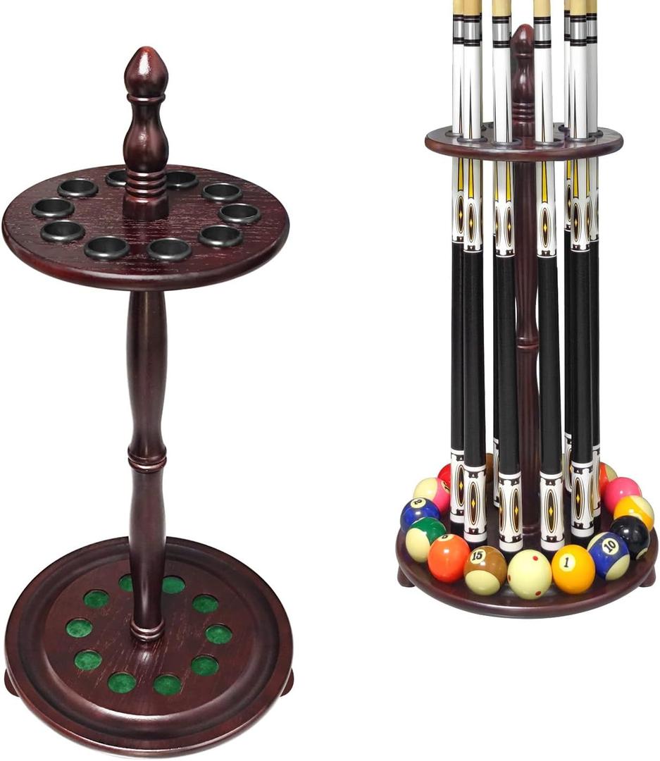 Pool Stick Holder Billiard Cue Rack Holds 10 Sticks Floor Stand,Burgundy