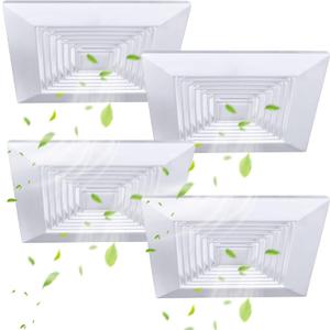 Mkhaslri 4 Pcs Exhaust Bathroom Ceiling Fan 9 x 9 Inch Grille with Springs Plastic Replacement Vent Cover Wall Mount Bathroom Fan Cover Replacement Parts for Square Ceiling Ventilation