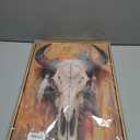 Western Bull Skull Wall Art Framed Rustic Tribal Cow Skull Painting with Feathers, Southwestern Boho Canvas Wall Decor Western Farmhouse Artwork for Living Room Bedroom Office Home Decorations 16x24