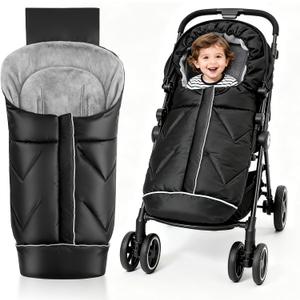 Universal Stroller Blanket & Stroller Footmuff,Water-Repellent Bunting Bag for Babies,Toddlers and Kids,Zipper Footmuff for Stroller,Stroller Winter Cover Warm Baby Sleeping Bag (Black)