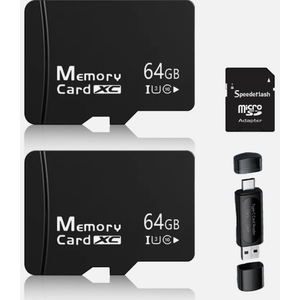 2Pack 64GB MicroSDXC Memory Cards with SD Adapter & Universal USB Reader, V30 U3 Rated, 4K Video Recording Cards for Security Cams, Tablets & Dash Cams