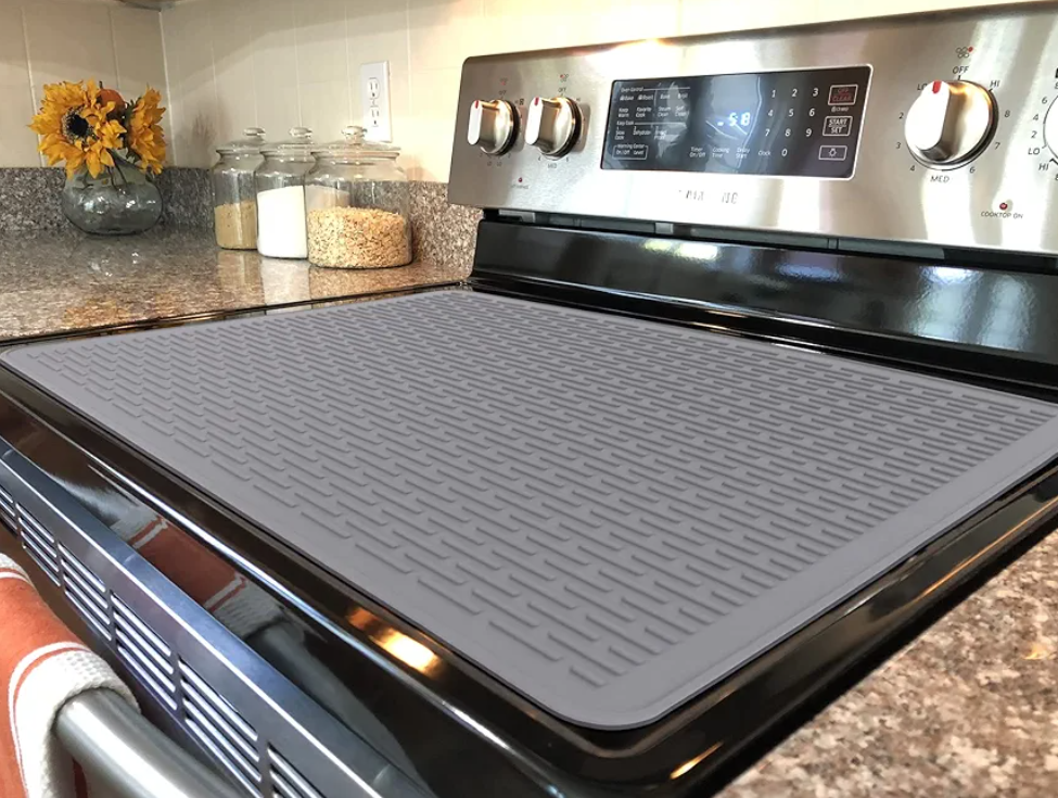 Stove Top Cover for Electric Stove - Silicone Stove Mat for Glass Top, Glass Cooktop Protector, XL Dish Drying Mats For Kitchen,Oven Covers for Electric Stove (Gray,39 x 26)