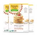 Simple Mills Organic Seed Crackers, Everything, Gluten Free, Flax Seed, Sunflower Seeds, Corn Free, Low-Calorie Snacks, Plant Based, Nutrient Dense, 4.25oz, 3 Count (EXP 08/31/26)
