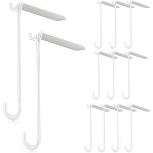 Yinkin 12 Pcs Patio Hooks 3 x 8 Inch String Light Hangers Aluminum Patio Cover Hanger Plastic White Hooks Wind Chimes Hanging for Solid Insulated Roof String Lighting and Lightweight Decoration