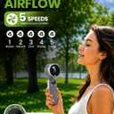 EcoNour Handheld Fan Rechargeable, Portable Mini USB Fan with 5 Speeds, 13550 RPM High-Speed Personal Cooling Fan, Foldable Battery Operated Travel Fan for Home, Office & Outdoor - Black, Small