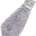 Creative Hanging Hand Towel Thick Absorbent Grey Square Drying Cloth for Kitchen and Bathroom Use, grey