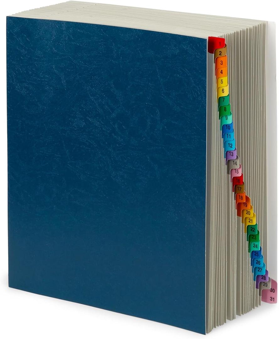Blue Summit Expanding Desk File, Letter Size, 31 Dividers for Daily Organization, 25PT Blue PressboardExpanding Desk File, Daily 1-31, Letter Size, Blue