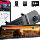 12" Mirror Dash Cam, 4K UHD Front and 2.5K Rear View Dash Camera for Car, with ADAS BSD LCA Smart Mode, GPS, G-Sensor, Loop Recording, Parking Monitor, Voice Control, 5.8GHz WiFi