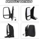 Driver Side Mirror,Mirror Assembly Compatible With 2015-2025 Ford Transit 150 250 350 350 HD,Transit Tow Power Glass,Towing Without Signal Light Non Heated,Black(Short Arm)