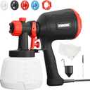 EWORK Paint Sprayer 1000W HVLP Electric Spray Paint Gun, 180 Din/s, Thinning-Free, 1400ml Capacity, 4 Nozzles & 3 Spray Patterns, Easy to Clean, for Home Interior Exterior, Furniture, Cabinets & Walls (black+red)