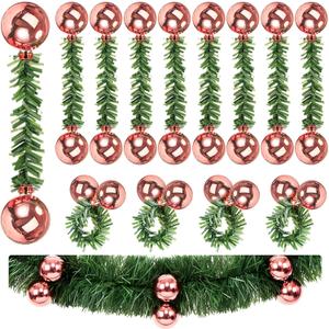 Weysat 24 Pcs Christmas Ball Garland Ties Artificial Pine Needles Tinsel Christmas Tree Decor 6 in Tinsel Ties with Bulb Arrangements for Xmas Tree Decoration Craft Gift Wrapping(Rose Gold)