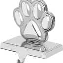 Fowecelt Dog Paw Christmas Stocking Holder, 3D Silver Metal Mantel Stocking Hanger for Mantel Shelf Stand Table Christmas Decor