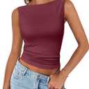 Trendy Queen Women Going Out Summer Tank Tops Spring Casual Basic Cute 2025 Sleeveless Shirt Vacation Fashion Outfit Clothes (X-Large, Wine Red)