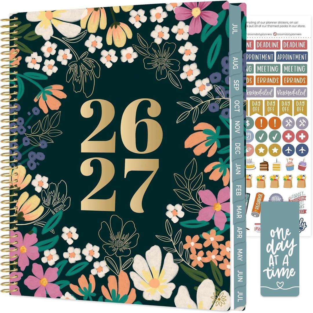 bloom daily planners 2026-2027 Planner (8.5 x 11") 13 Month Academic Organizer (July 2026 - July 2027) - Weekly & Monthly Agenda Book with Stickers & Tabs - Blooming Wildly