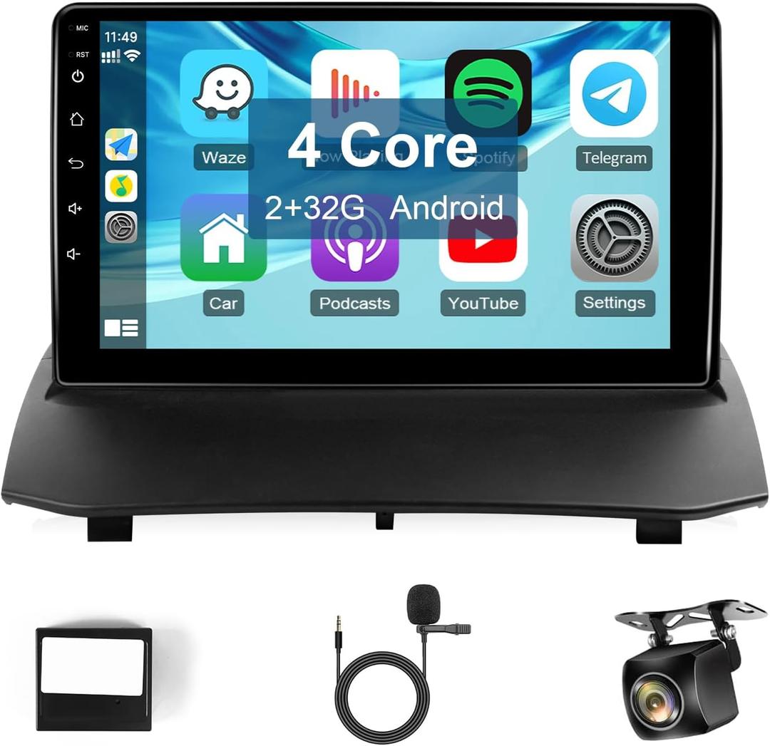 Leadfan Car Radio for Ford Fiesta 2009 2010 2011 2012 2013 2014 Stereo Replacement with Wireless CarPlay Android Auto, 9'' Touchscreen in-Dash Bluetooth WiFi GPS Navigation Backup Camera Mic