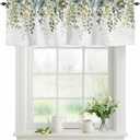 Sage Green Eucalyptus Leaves Valance for Windows Berry Branch Plant Curtains Valances Spring Short Curtains Rod Pocket Window Treatment for Kitchen Living Room Bedroom Bathroom Decor 1 Panel 54x18