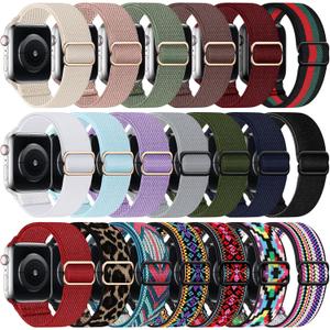 Stretchy Nylon Band Compatible with Apple Watch Band 38mm 40mm 41mm 42mm 44mm 45mm 46mm 49mm Women Men, Adjustable Sport Elastic Replacement Strap for iWatch Series 10 9 8 7 6 5 4 3 2 1 SE